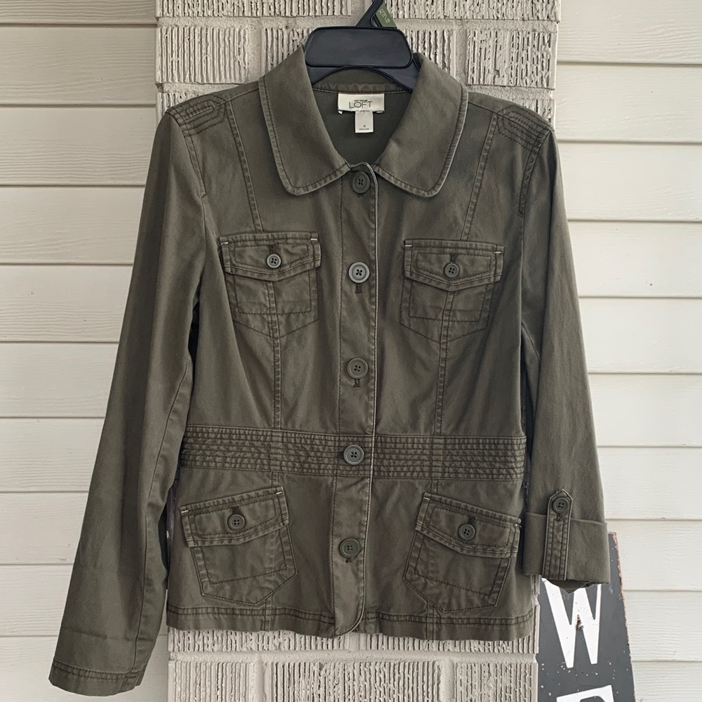 LOFT Women's Utility Jacket in Olive Green Size 6